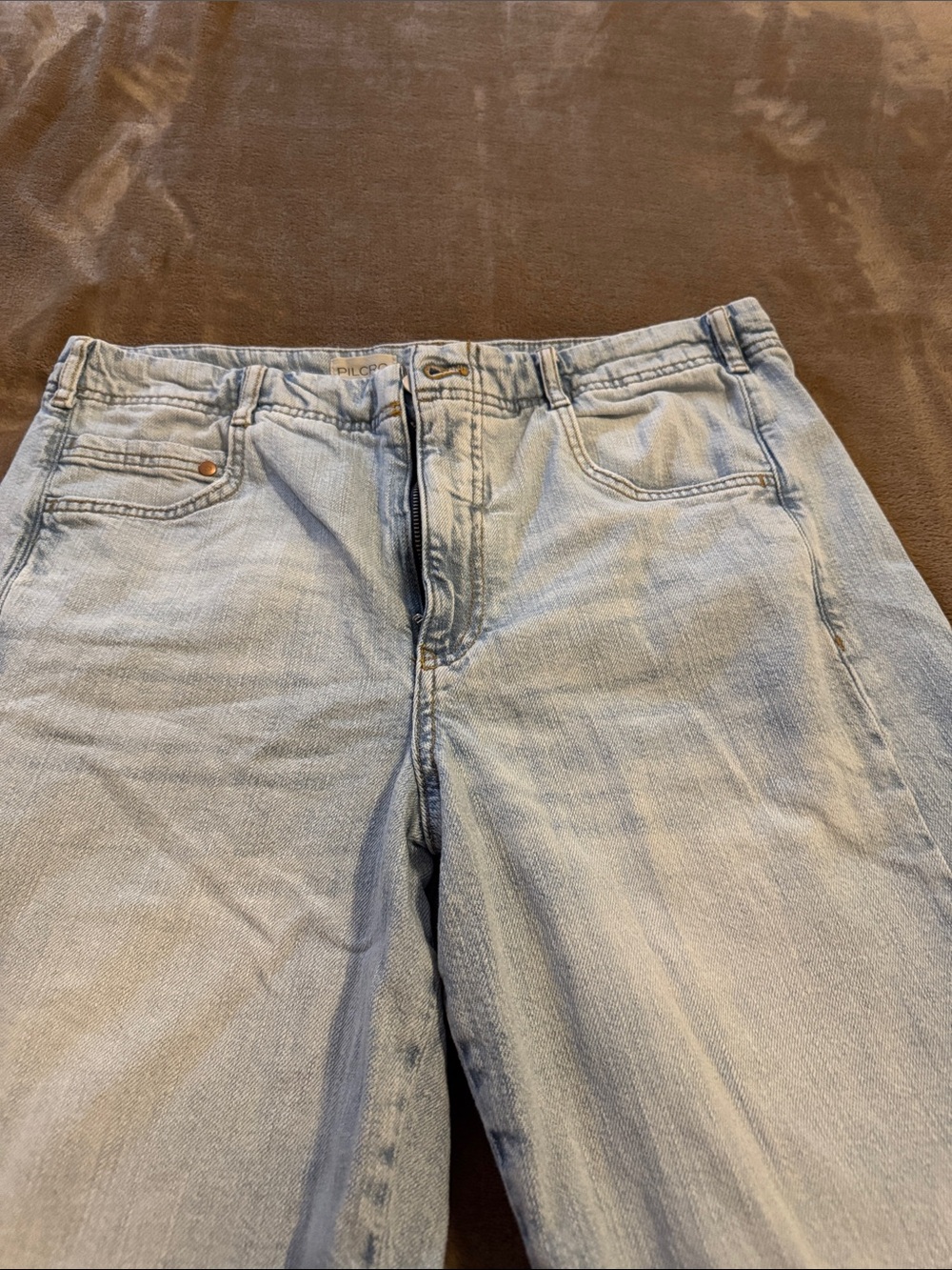 Pilcro Light Blue Wide-Leg Jeans with Frayed Hem - Picture 3 of 9